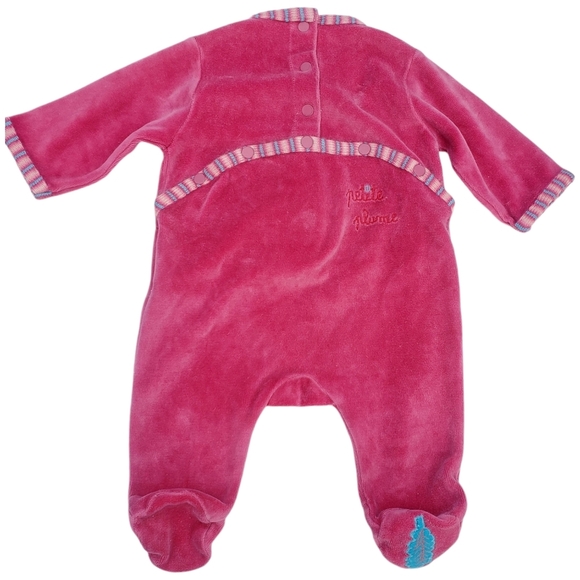 dpam One-piece Jumpsuit Footie Pink Velour Baby Girls 1 Months - Picture 2 of 5